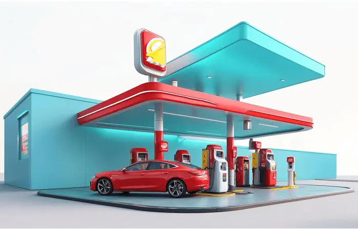 Car Refueling on Petrol Station 3D Design Art Illustration